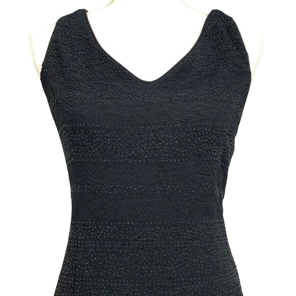 David Warren Black Textured Sparkling Sleeveless Midi Cocktail Dress 10 Elegant - Picture 2 of 8